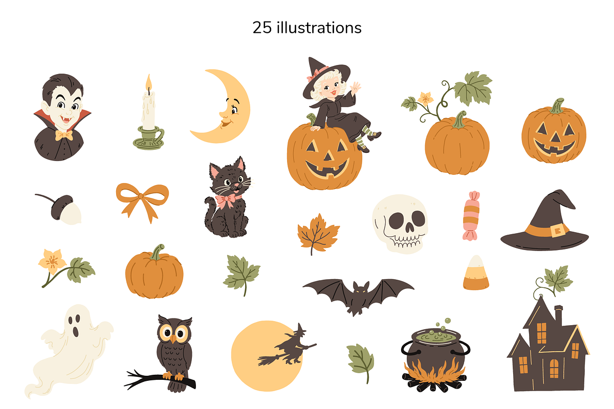 Vintage Halloween Design Bundle, a Seasonal Illustration by Digitaliya (Photo 2 of 9)