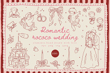 Romantic Rococo Wedding line art set by  in Graphics