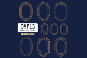Art Deco 9 Vertical Oval Frames