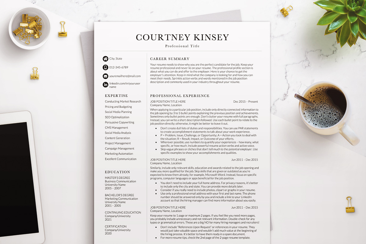 2 Page Resume Template / CV Word, a Resume Template by BestResumes.Co (Photo 1 of 9)