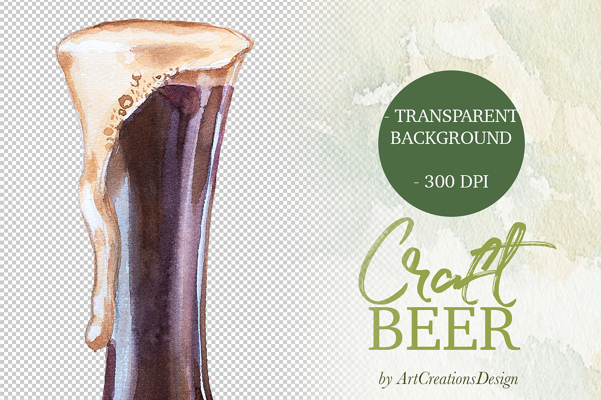 Hand Painted Craft Beer Clipart, a Food Illustration by ArtCreationsDesign (Photo 6 of 9)