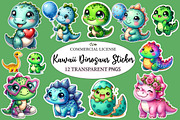 Kawaii Dinosaur Clipart Bundle, an Illustration by Designworld (Thumbnail 1 of 4)