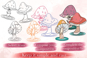 Mushrooms Digital Stamps