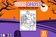 Cute Ghost Coloring Pages for Kids, a Seasonal Illustration by MK.CreativeHub (Thumbnail 2 of 3)