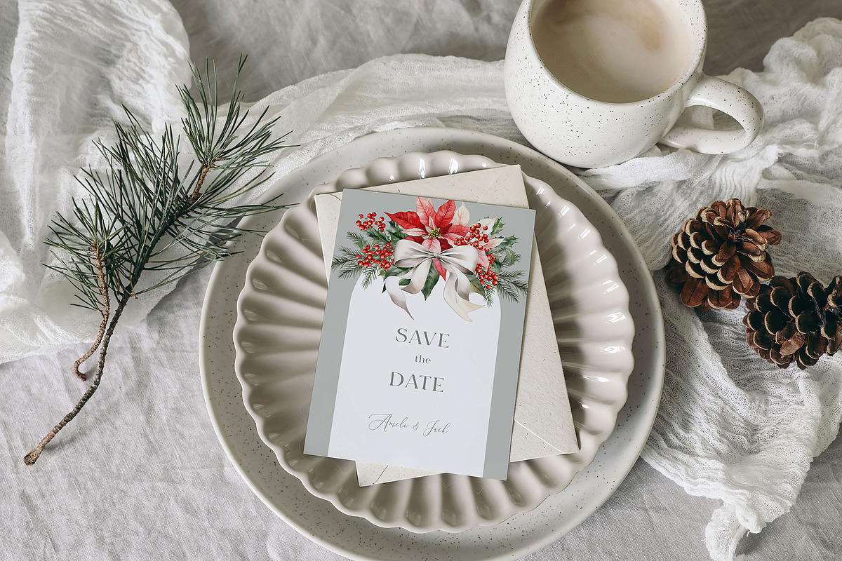 Christmas watercolor floral set, a Seasonal Illustration by Tabita's shop (Photo 4 of 16)