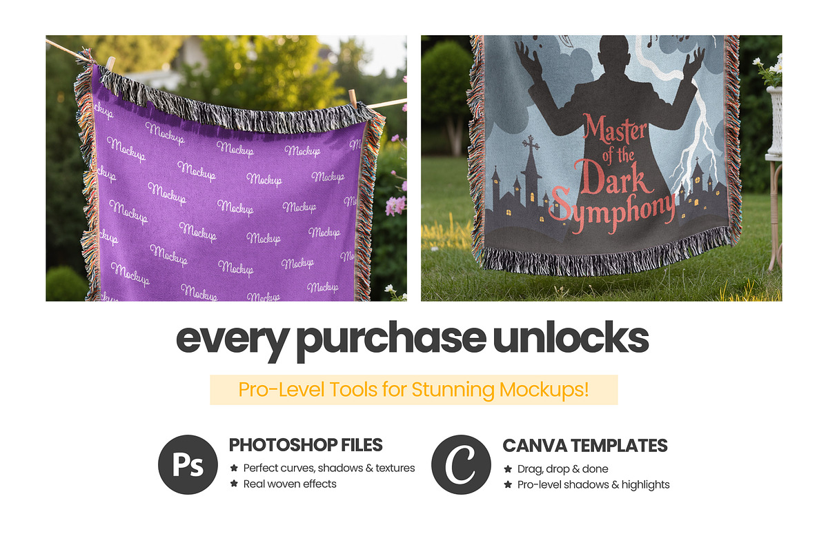 Woven Blanket Mockup Hang, an Apparel Mockup by Mockups Studio (Photo 6 of 9)