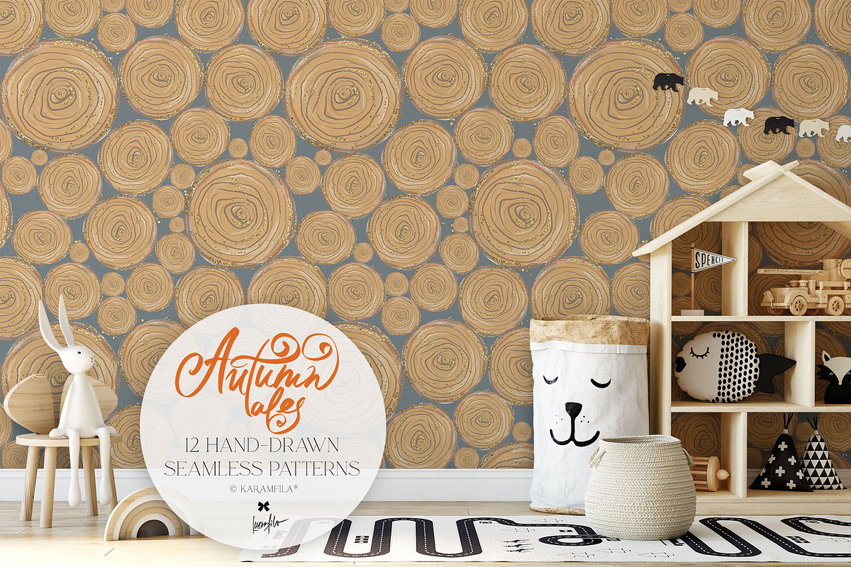 Fall Woodland Clipart & Patterns Kit, a Seasonal Illustration by KaramfilaS (Photo 12 of 25)