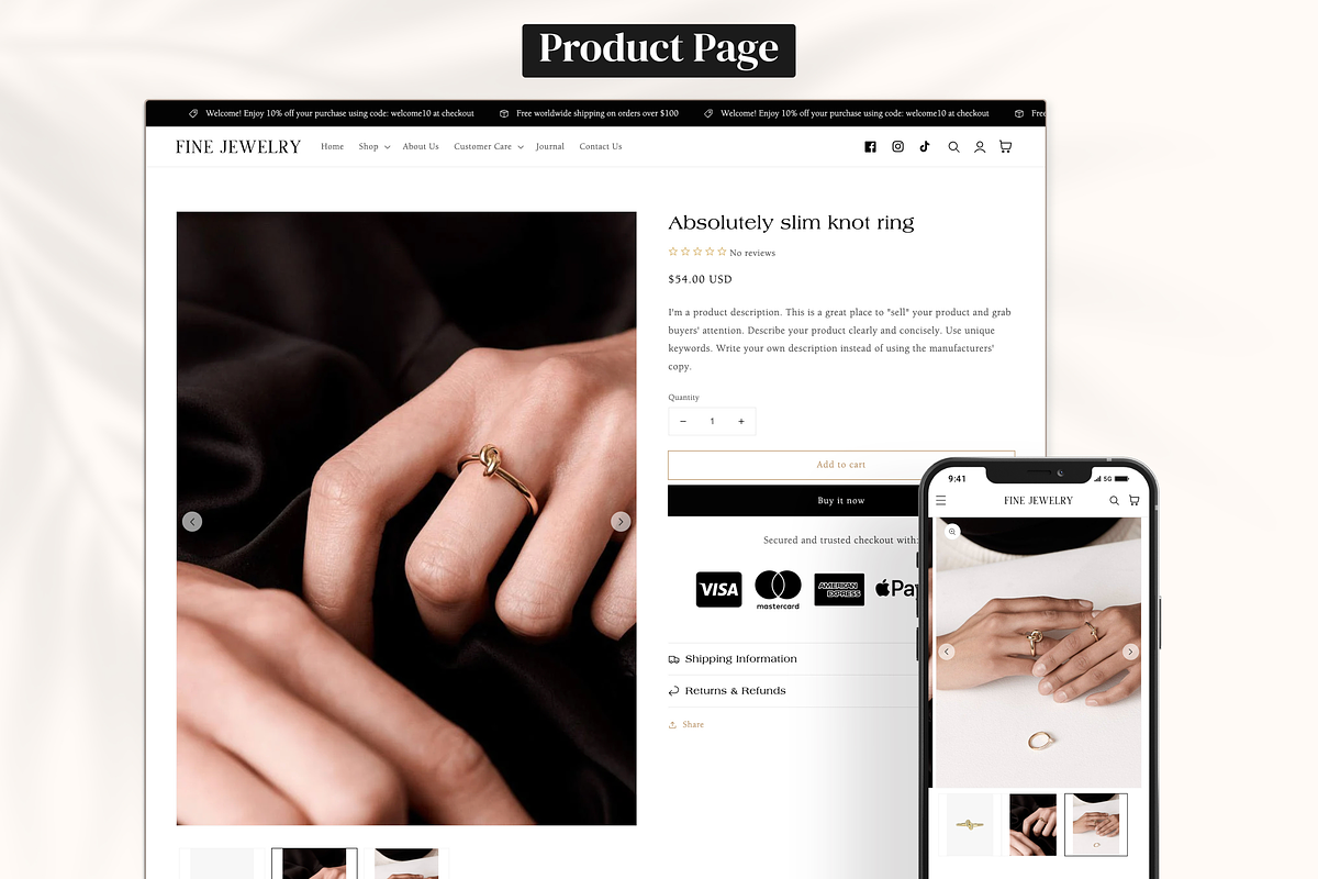 Fine Jewelry - Elegant Shopify Theme, a Shopify Template by InspiredTheme (Photo 2 of 9)
