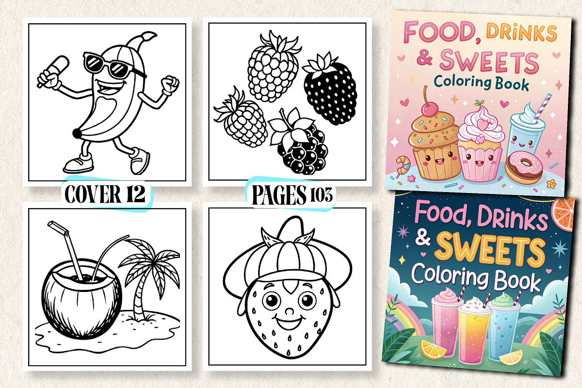Food Drinks & Sweets Coloring Book, a Photo by Wow Magic (Photo 1 of 3)
