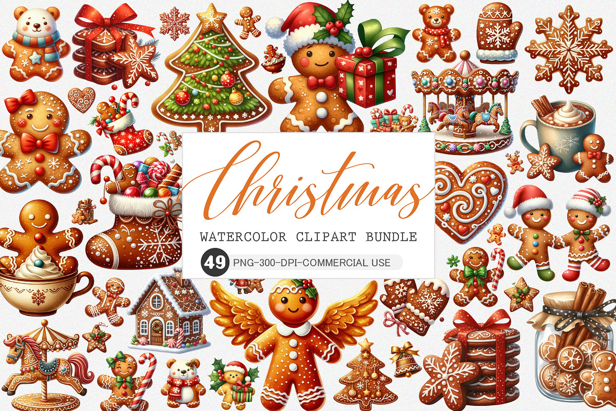 Cute Christmas Gingerbread Man Png, an Illustration by SinaCreation (Photo 1 of 7)