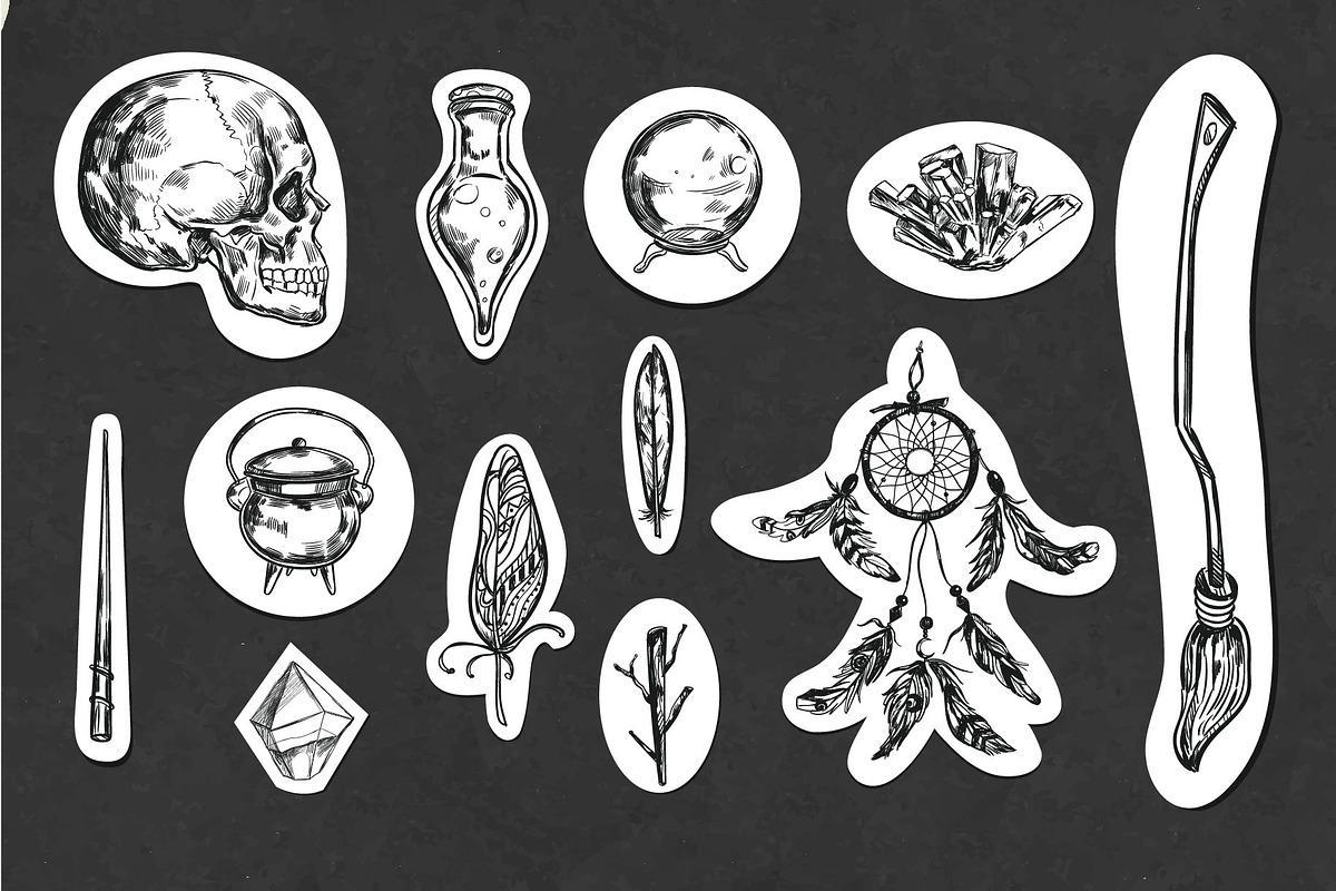Witchcraft and Magic stickers set, an Illustration by Wild Muse (Photo 2 of 4)