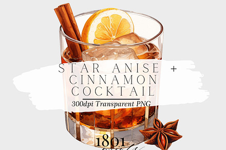 Fall Bourbon Cider Cinnamon Bourbon, a Food Illustration by 1801Prints