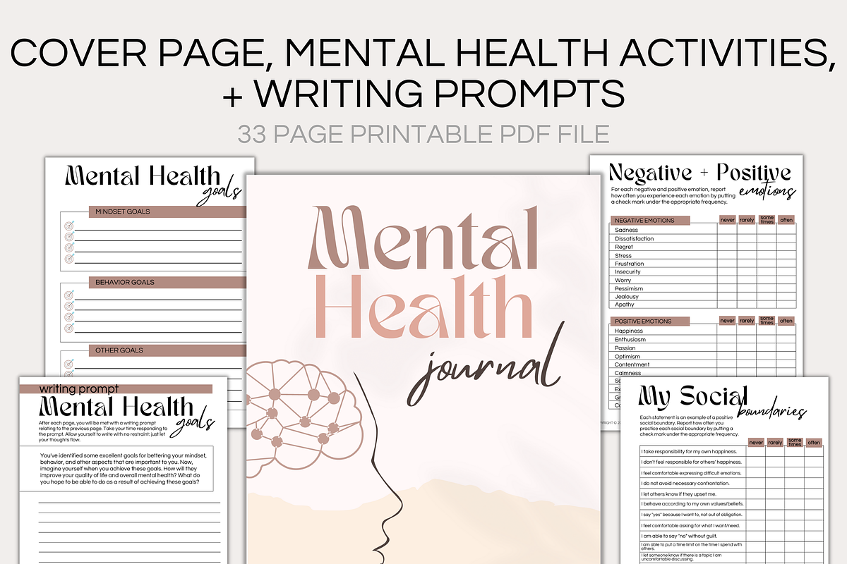 Mental Health Journal Printable PDF, a Stationery Template by Ambitiously Alexa (Photo 2 of 5)