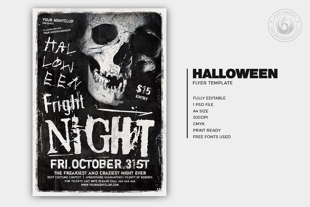 Halloween Flyer Template V12, a Flyer Template by ThatsDesignArt (Photo 2 of 7)
