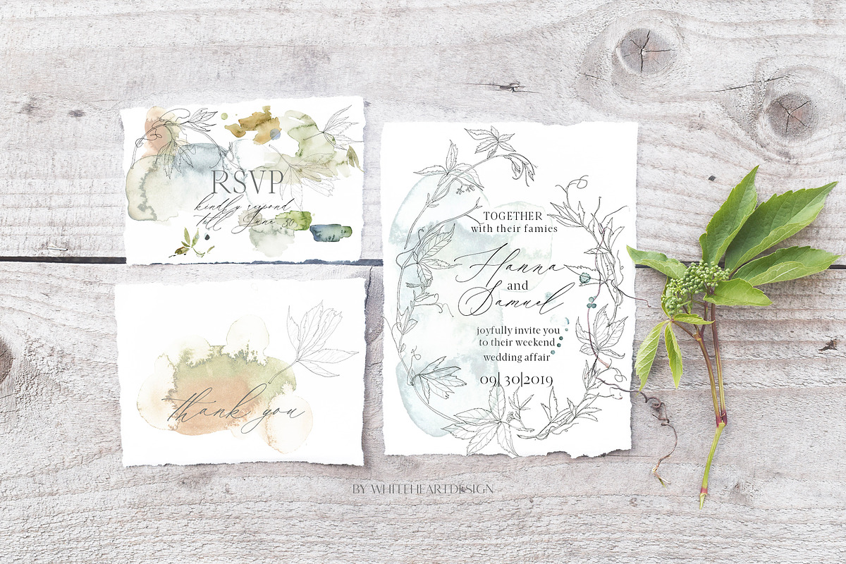 Vines Abstract Watercolor Clipart, a Decorative Illustration by whiteheartdesign (Photo 6 of 9)