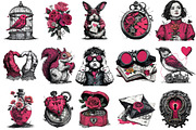 Steampunk Valentine's Clipart, an Illustration by OK Design (Thumbnail 5 of 6)