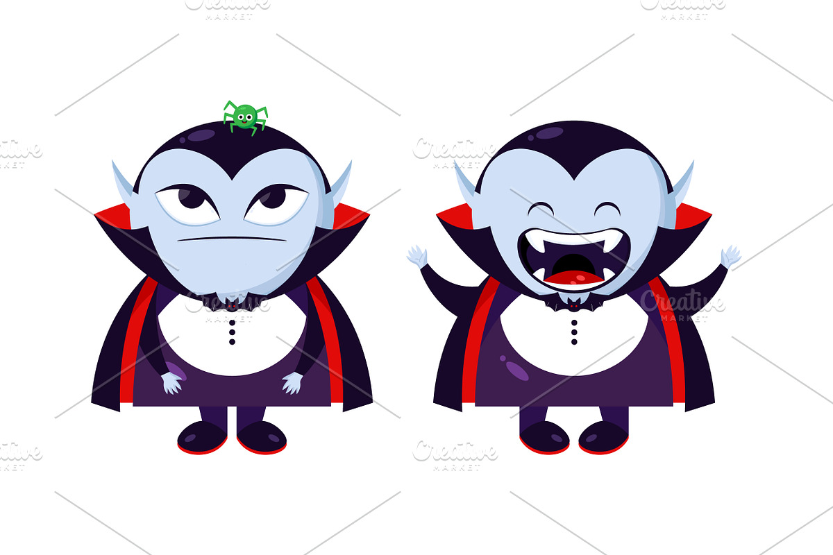 Cartoon Dracula Vampire Icon Set, an Emoji Icon by PsychocheArt (Photo 3 of 5)