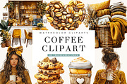 Watercolor Coffee Clipart Bundle, an Object Illustration by BusyDaydesign (Thumbnail 1 of 9)