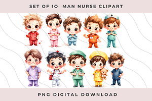 Male nurse clipart set, a Healthcare Illustration by Anca Digital Vibe