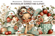 Watercolor Summer Vibe Clipart, an Illustration by designcity5 (Thumbnail 1 of 5)