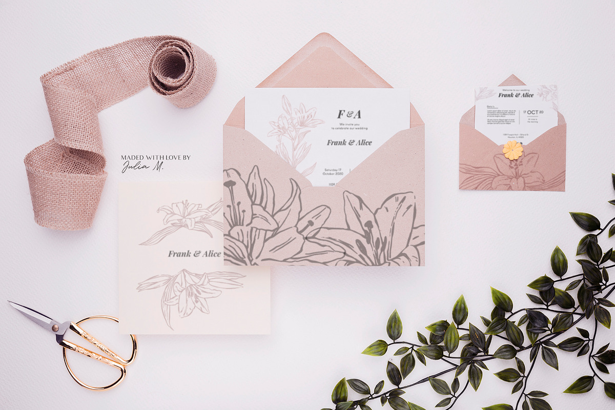 Innocent Lily - Floral Line Art, an Illustration by Julia M. Watercolor (Photo 3 of 11)