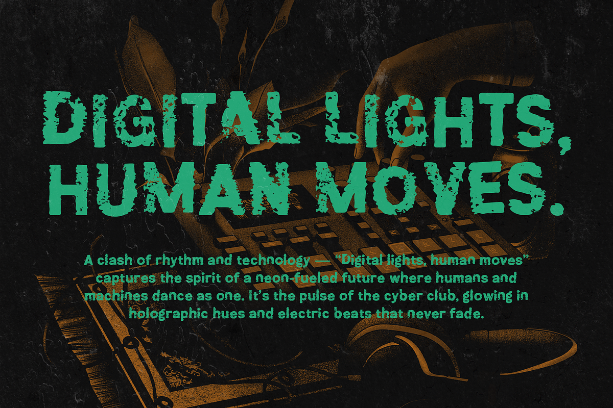 Roughut - A Distressed Display Font, a Sans Serif Font by Drizy (Photo 2 of 10)