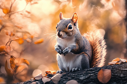 Little squirrel sits on a branch, an Animal Photo by MistyDay
