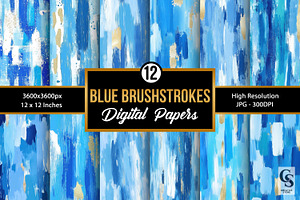 Blue Brushstrokes Seamless Patterns, a Pattern Graphic by Creative Store