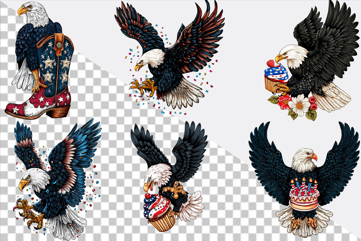 4th of July Eagle Patriotic Clipart, an Illustration by SVGArt (Photo 5 of 9)