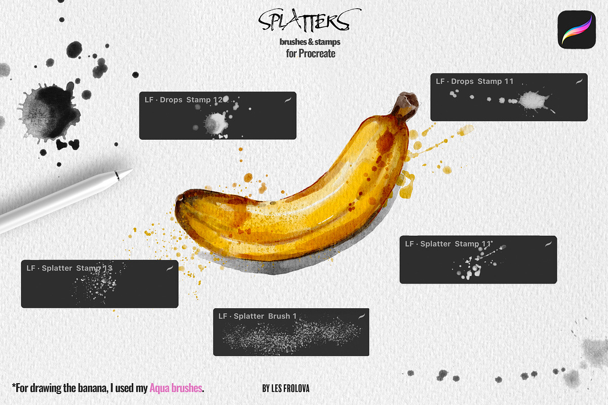 Splatter Brushes for Procreate, a Brush Add-On by Les Frolova (Photo 4 of 9)