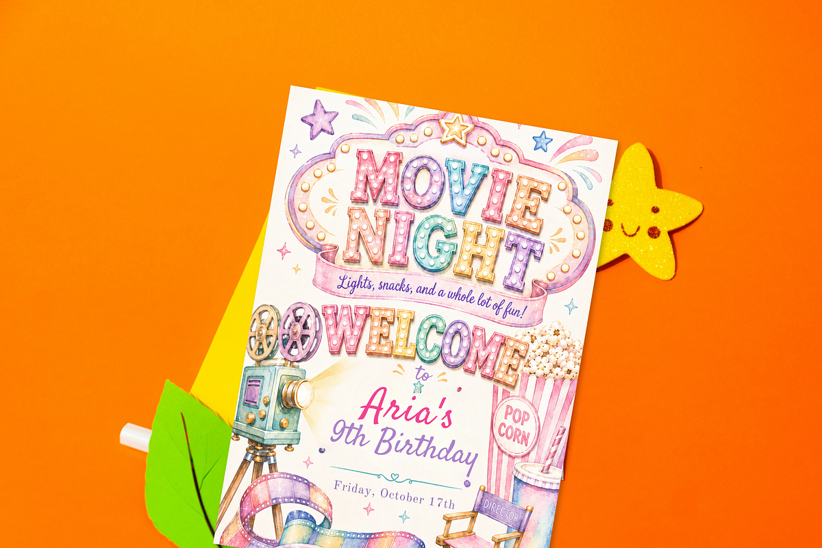 Movie Night Birthday Invitation, an Invitation Template by heynomi (Photo 10 of 19)