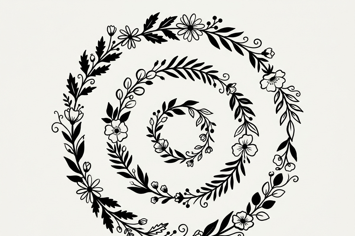 50 Elegant Floral Leaf Spiral Frame, a Decorative Illustration by Amazin_art (Photo 11 of 39)