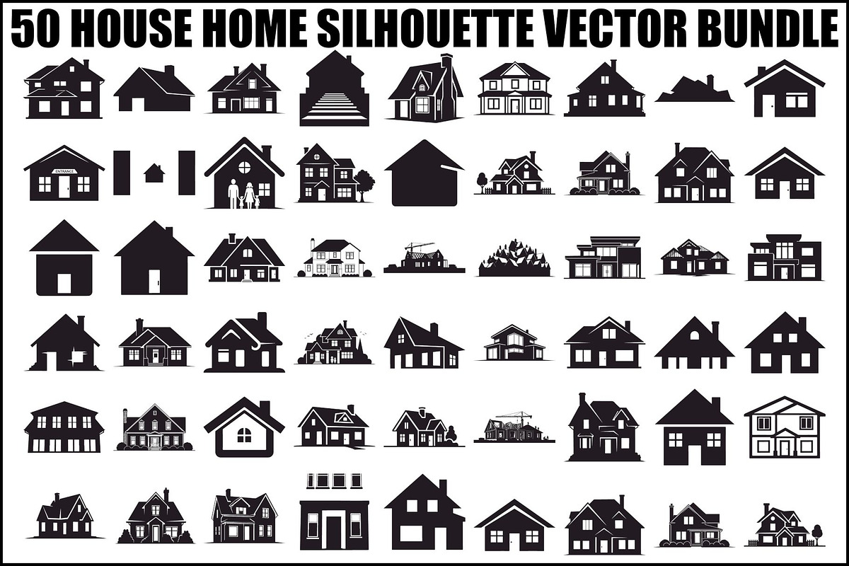 House Home Silhouette Vector Bundle, an Illustration by Amazin_art (Photo 1 of 51)