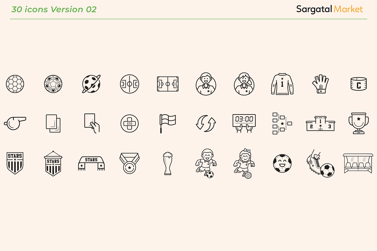 Soccer/Football Outline Icons BUNDLE, an Icon by Sargatal (Photo 3 of 5)