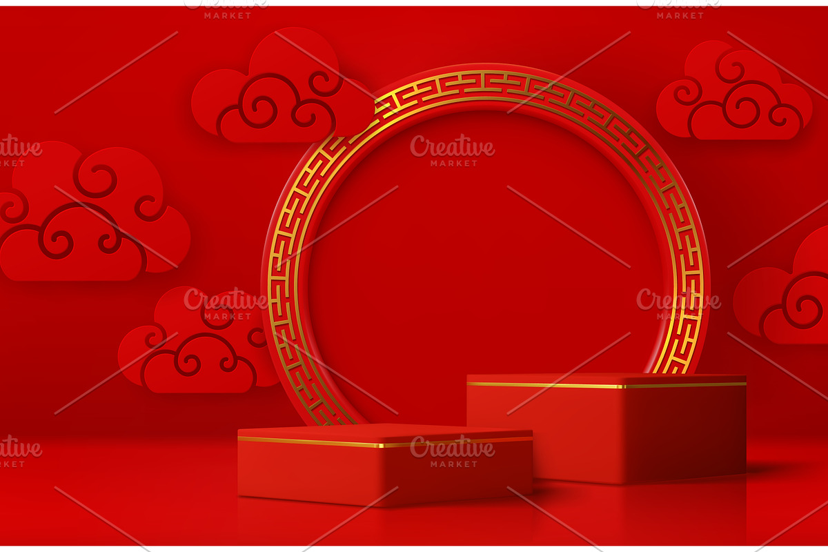3d Asian vector podium stage, a Decorative Illustration by Buch&Bee