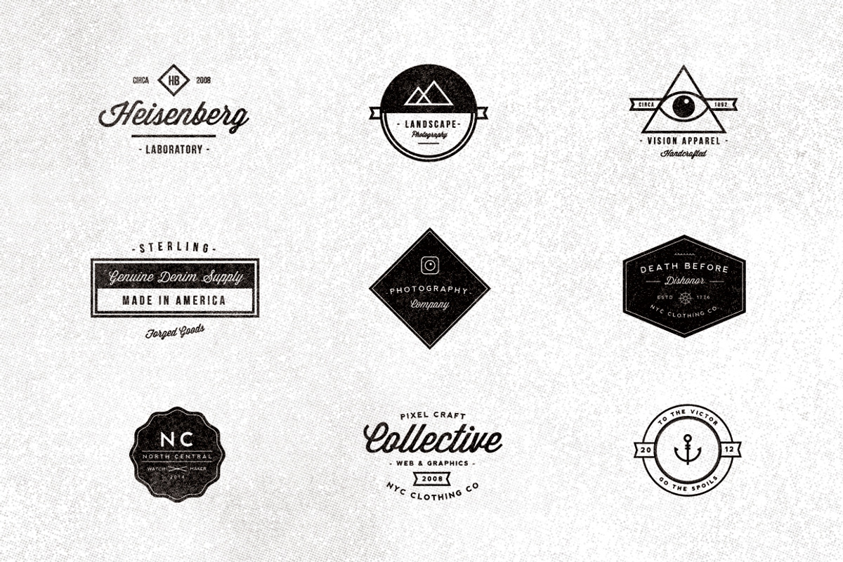 9 Vintage Typographic Logos, a Branding & Logo Template by Hustle Supply Co. (Photo 1 of 2)