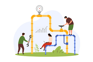 Gas and oil pipeline safety, an Illustration by Flashvector