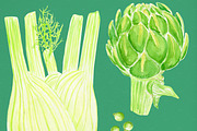 Green Watercolor Vegetables Set, a Food Illustration by Olexandra Mur (Thumbnail 6 of 9)