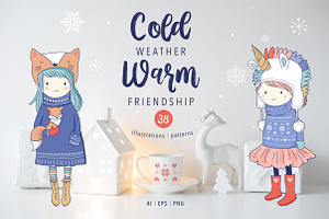 Cold weather, Warm friendship, a Seasonal Illustration by Marish