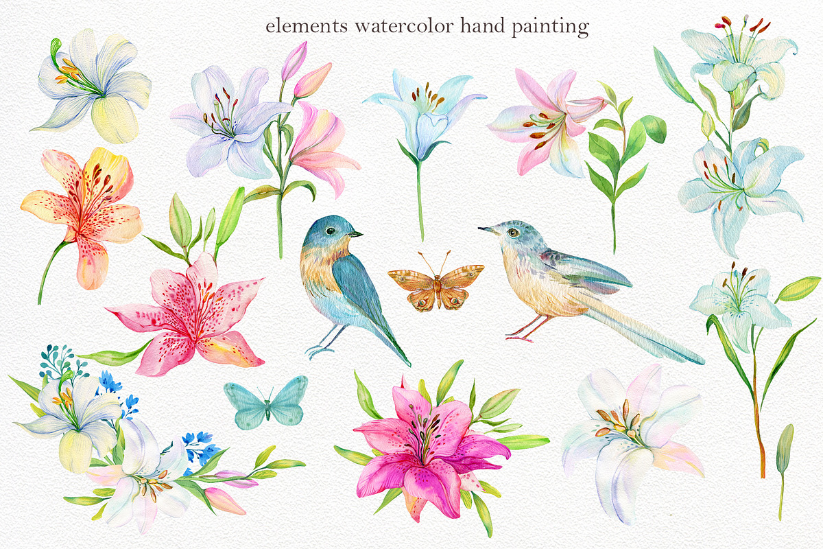 Lilies watercolor set, an Illustration by MitrushovaArt (Photo 13 of 14)