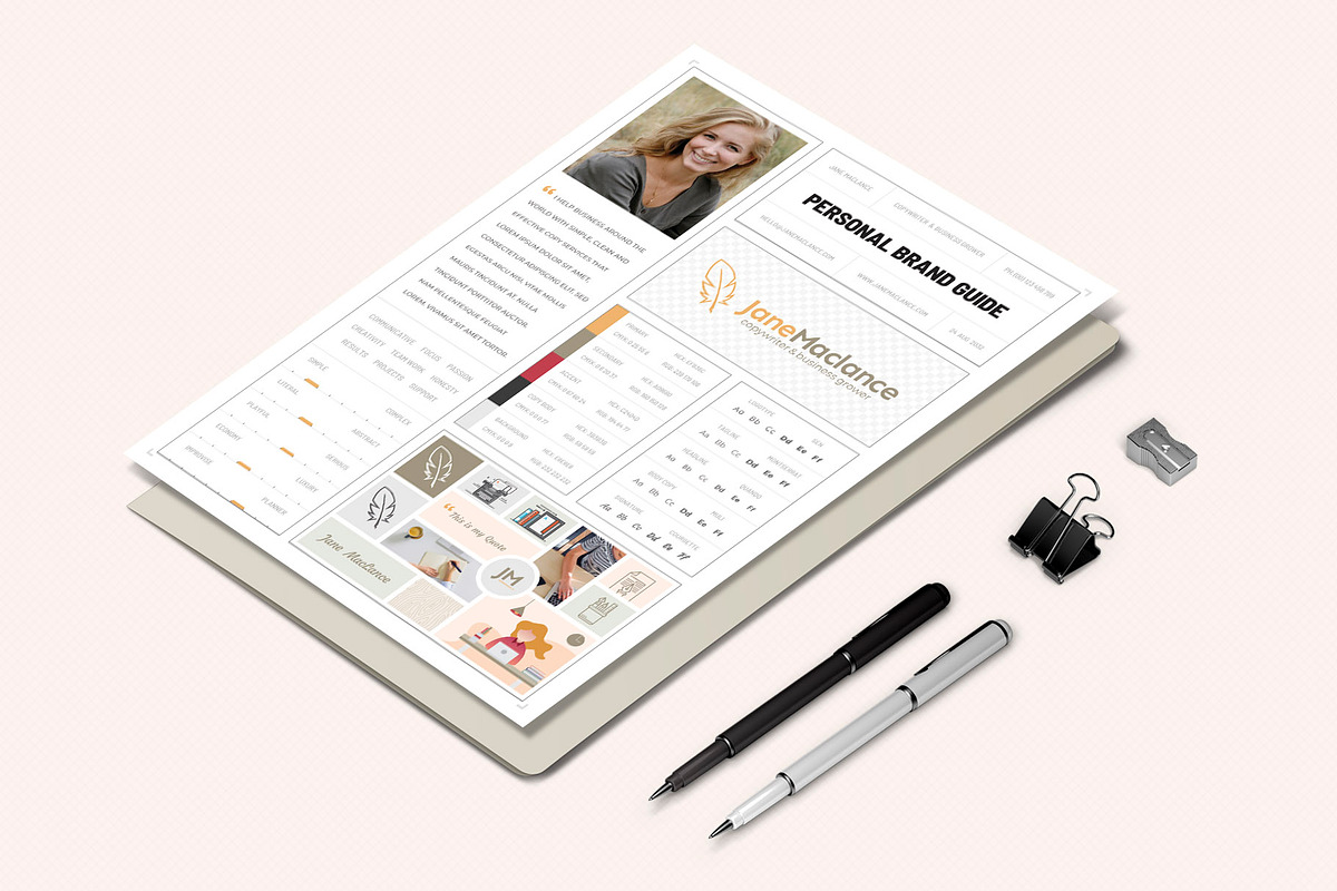 One Page Personal Brand Style Guide, a Stationery Template by Sargatal (Photo 2 of 4)