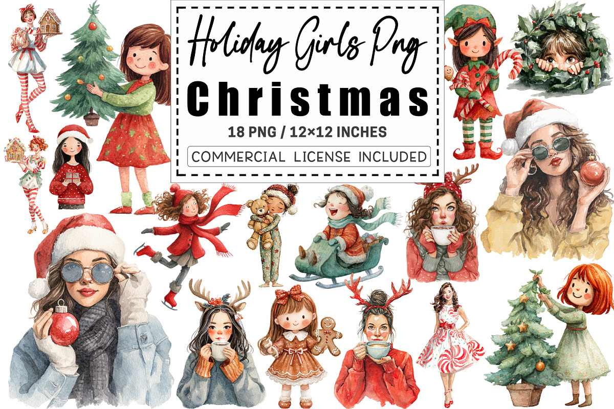 Cute Holiday Girls  Funny Christmas, a Graphic by CitraGraphics (Photo 1 of 4)