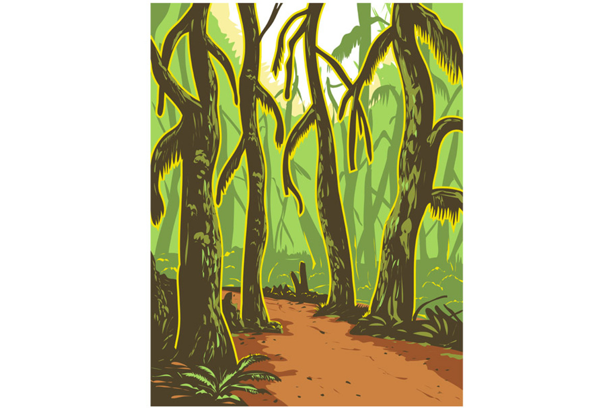 Hoh Rainforest Ukiyo-e WPA Art, an Illustration by patrimonio