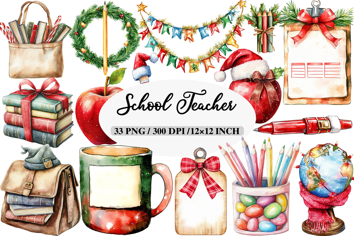 Christmas School Teacher Sublimation, an Illustration by Daily.Designs (Photo 1 of 5)
