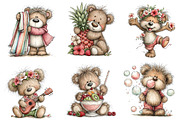 Whimsical Summer Teddy Bear Clipart, an Illustration by Dream Creation (Thumbnail 2 of 6)
