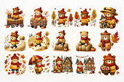 Cute Autumn Bear Clipart Bundle, a Seasonal Illustration by Nicolle's Colorful Art (Thumbnail 3 of 7)
