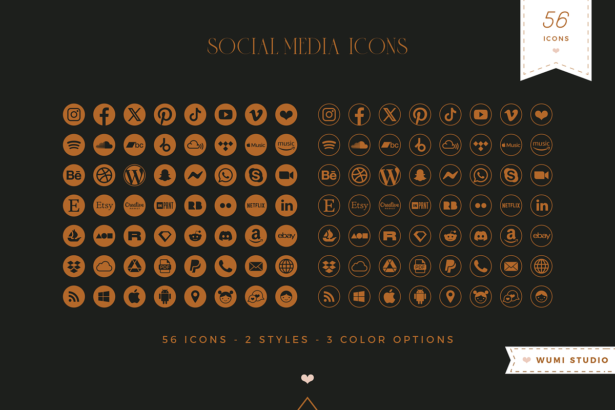 Social Media Icons, a Solid Icon by Wumi Studio (Photo 4 of 5)