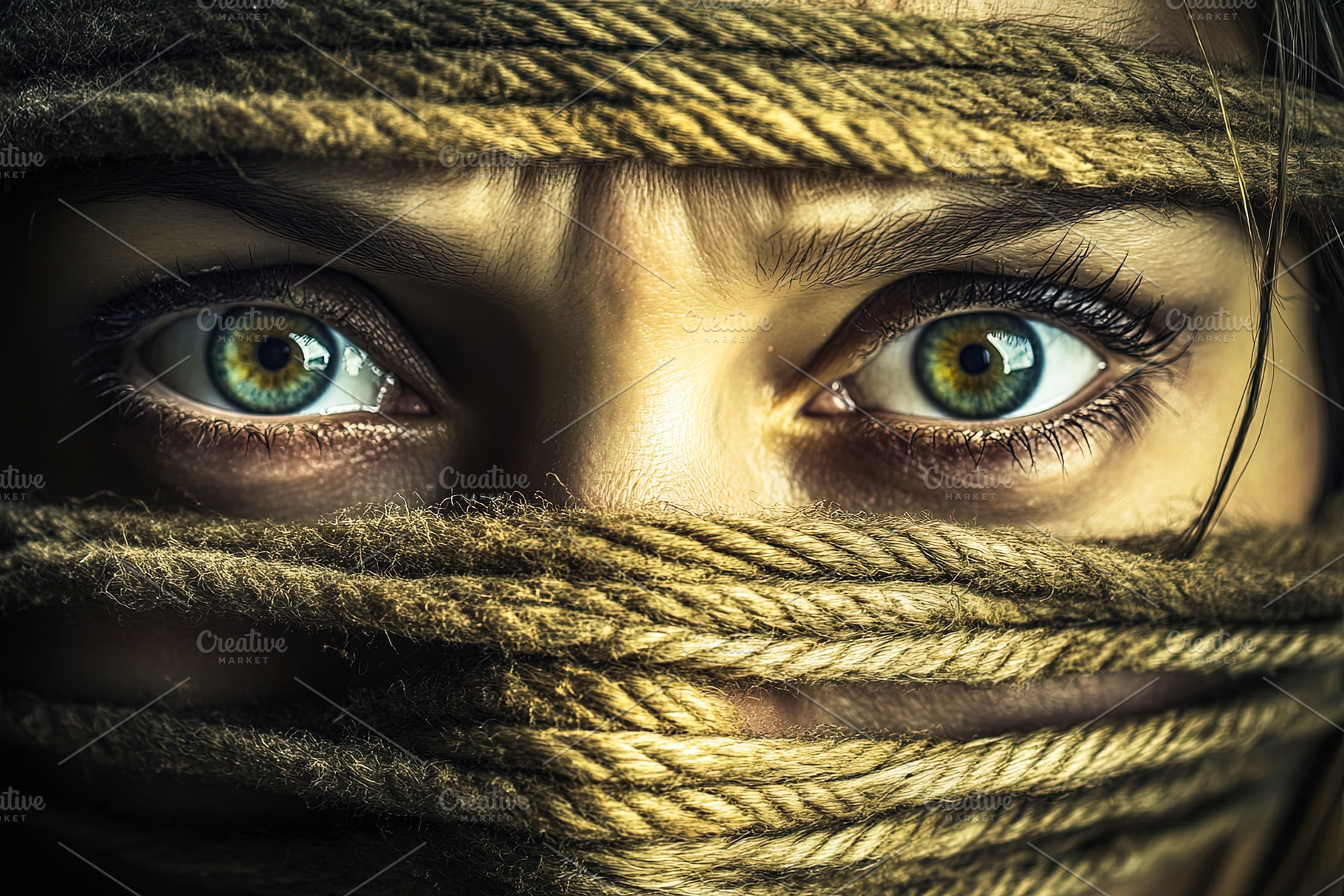 Woman’s Eyes Behind Rope, a Person Photo by Ales Munt