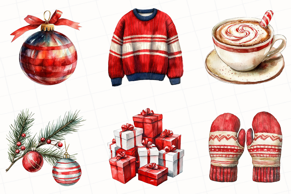 Cozy Winter Candy Cane Clipart, an Illustration by OK Design (Photo 4 of 5)