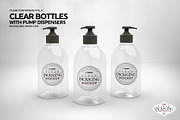 Clear Bottles Pump Dispensers Mockup, a Cups & Container Mockup by INCDesign (Thumbnail 3 of 8)
